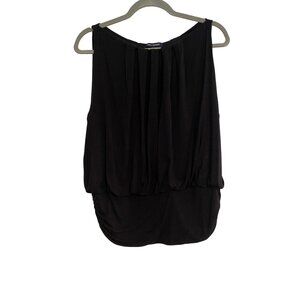 Max Edition Black Sleeveless Blouse Women’s XL Draped Pleated Front Relaxed Fit